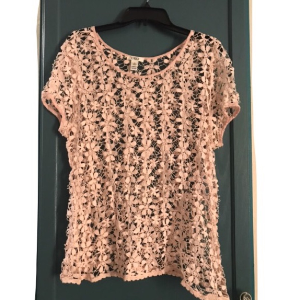 NWOT Cato XL crochet lace pink top